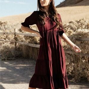NWT Bohme Sunshine tiered midi dress in plum